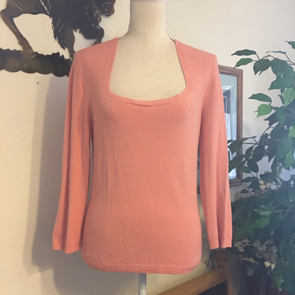 Hillard & Hanson coral pink soft stretchy sweater